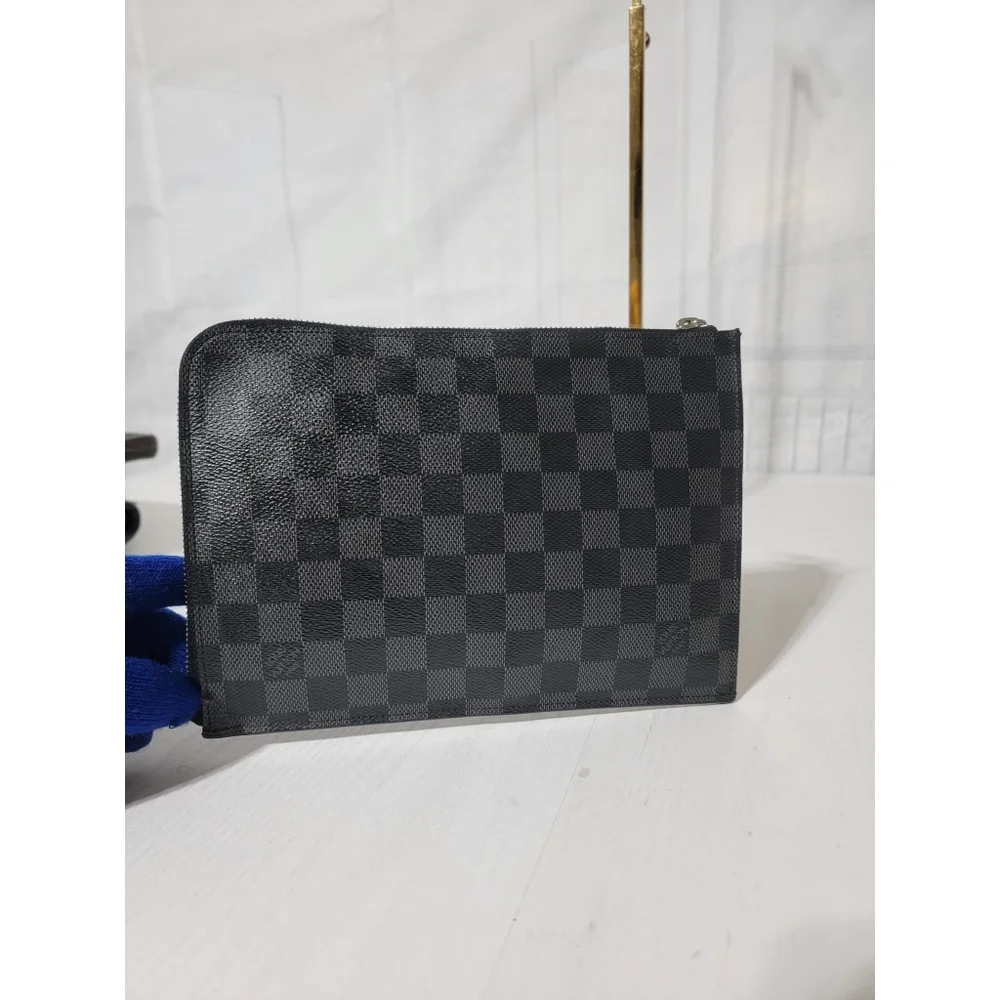 Louis Vuitton Damier Graphite Pochette Jour PM Zip Around Portfolio Clut…